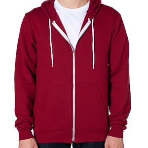 American Apparel Unisex Flex Fleece Zip Up Hoodie XS Cranberry F497 Made in USA
